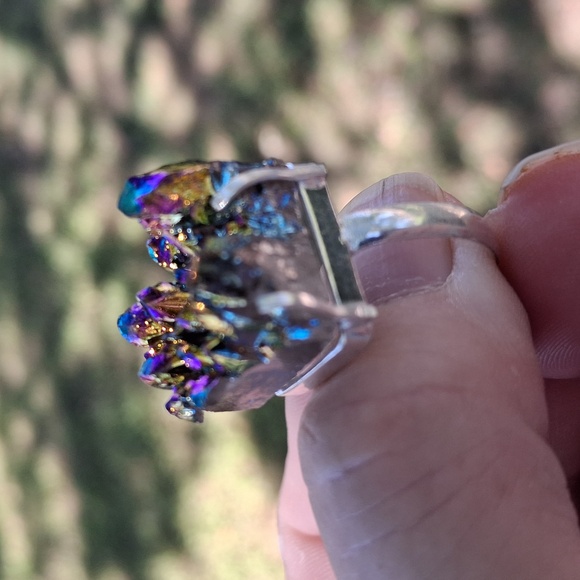 New Titanium Druzy 925 Silver Ring. - Picture 15 of 16